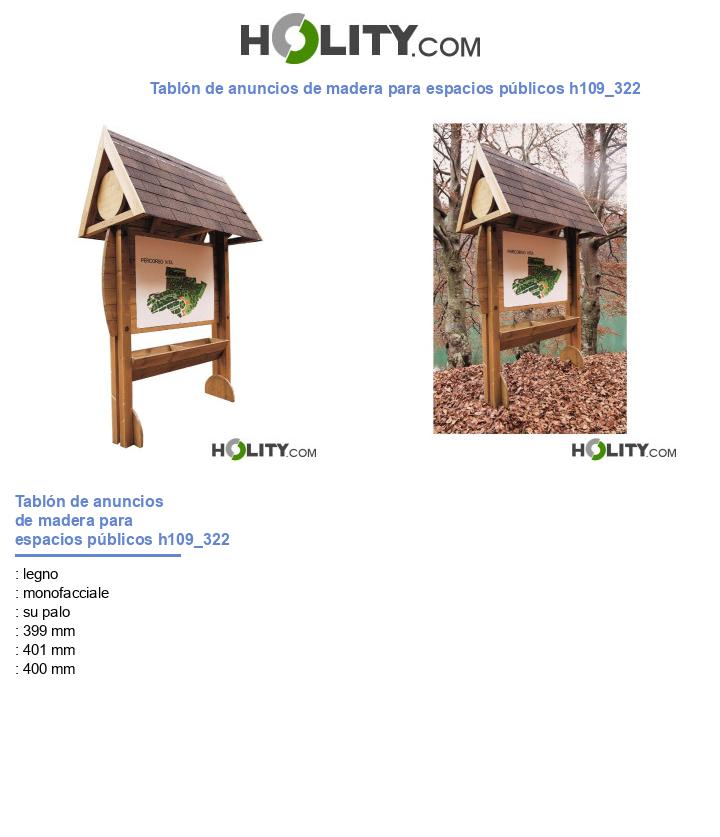 Tablón de anuncios de madera para espacios públicos h109_322