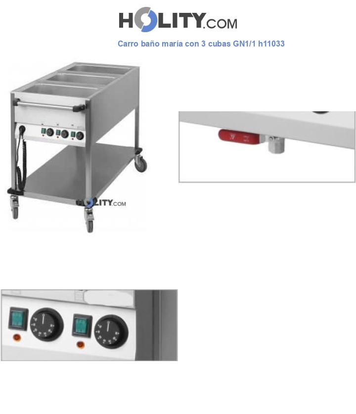 Carro baño maría con 3 cubas GN1/1 h11033