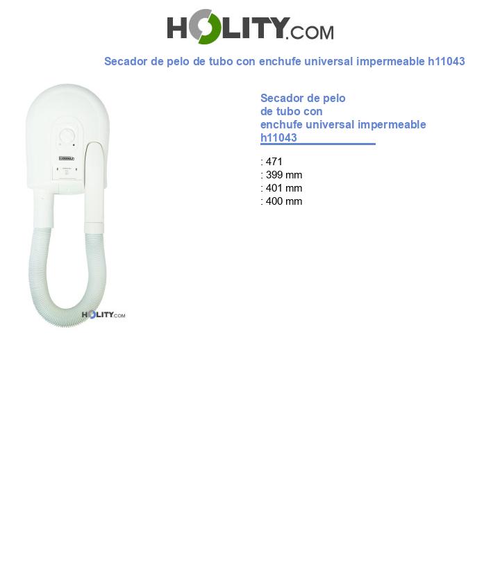 Secador de pelo de tubo con enchufe universal impermeable h11043