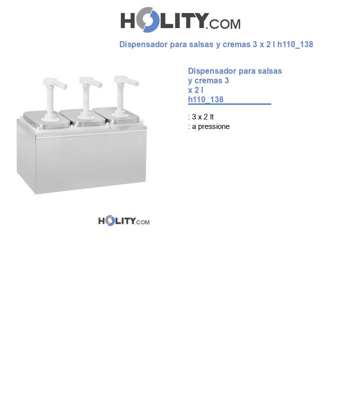 Dispensador para salsas y cremas 3 x 2 l h110_138