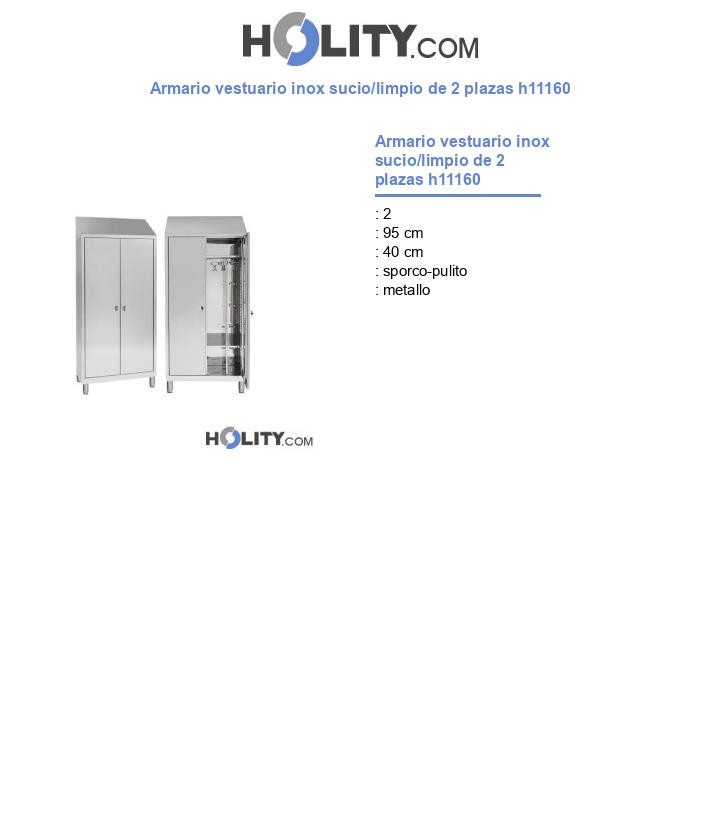 Armario vestuario inox sucio/limpio de 2 plazas h11160