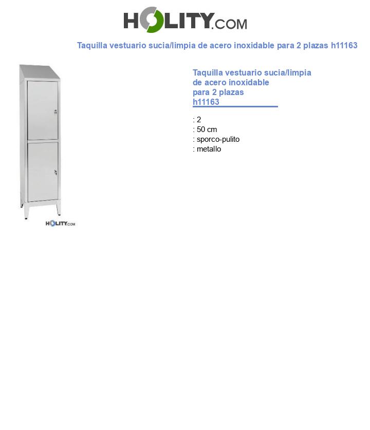 Taquilla vestuario sucia/limpia de acero inoxidable para 2 plazas h11163