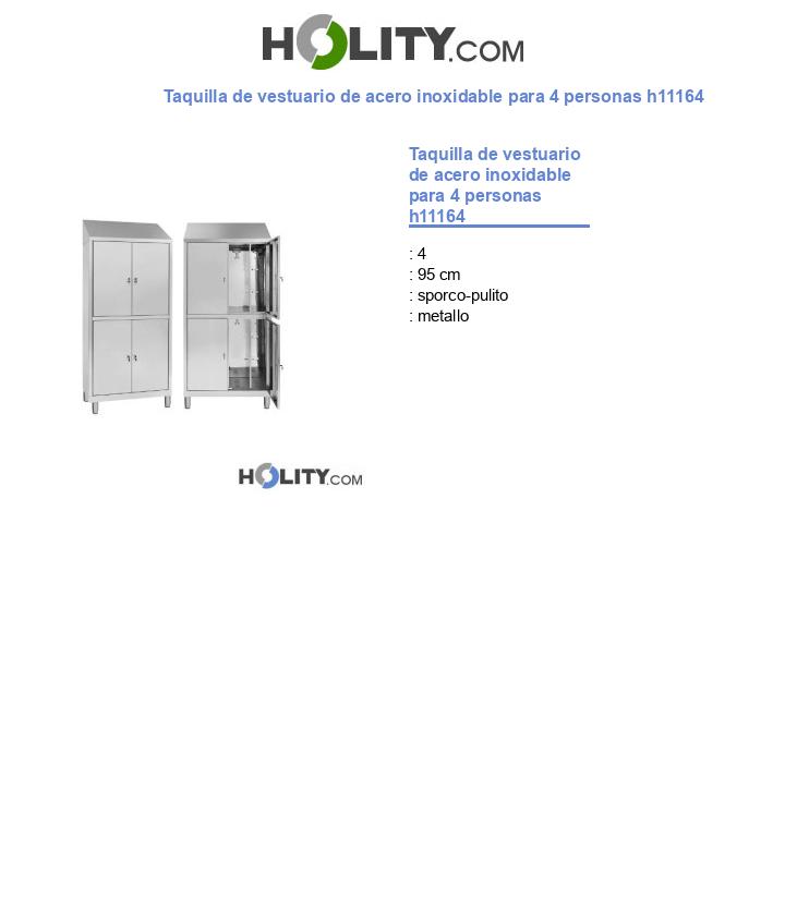 Taquilla de vestuario de acero inoxidable para 4 personas h11164
