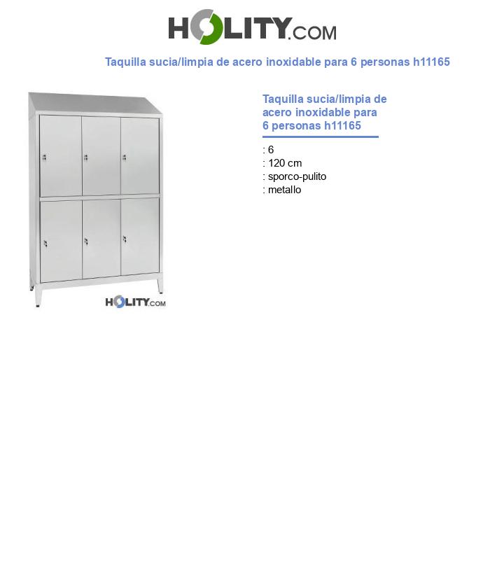 Taquilla sucia/limpia de acero inoxidable para 6 personas h11165