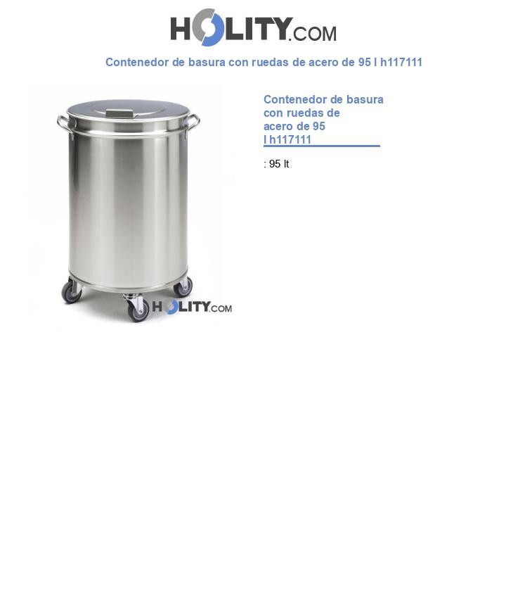 Contenedor de basura con ruedas de acero de 95 l h117111