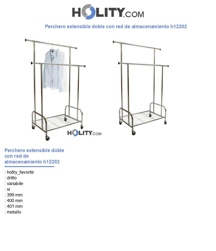 Perchero extensible doble con red de almacenamiento h12202