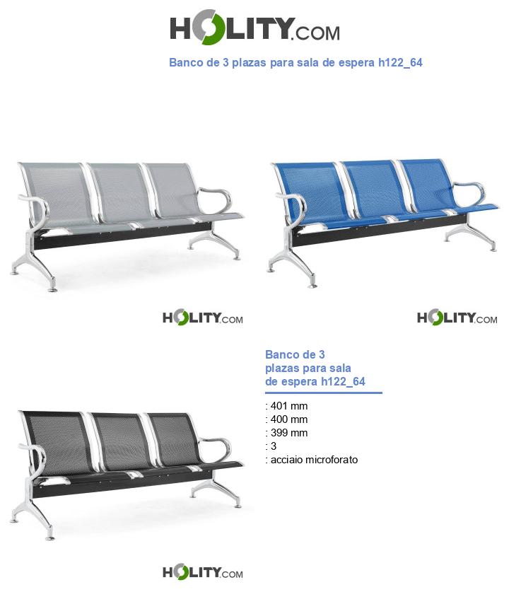 Banco de 3 plazas para sala de espera h122_64