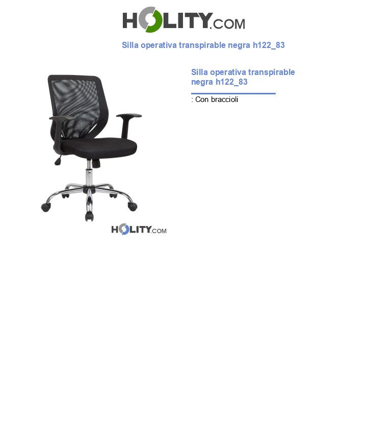 Silla operativa transpirable negra h122_83