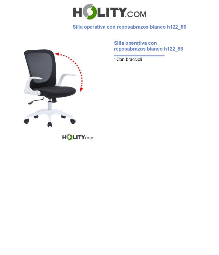 Silla operativa con reposabrazos blanco h122_86