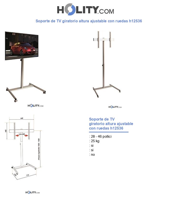 Soporte de TV giratorio altura ajustable con ruedas h12536