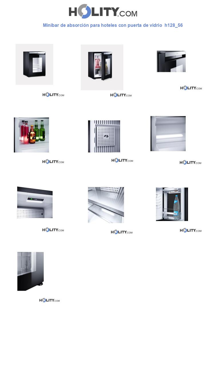 Minibar de absorción para hoteles con puerta de vidrio  h128_56