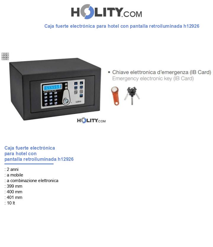 Caja fuerte electrónica para hotel con pantalla retroiluminada h12926