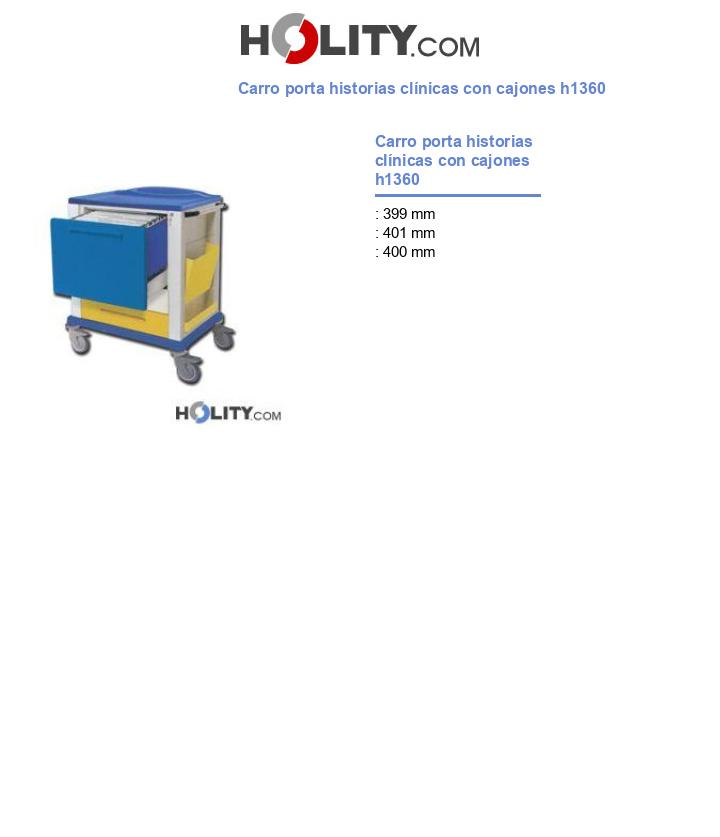 Carro porta historias clínicas con cajones h1360