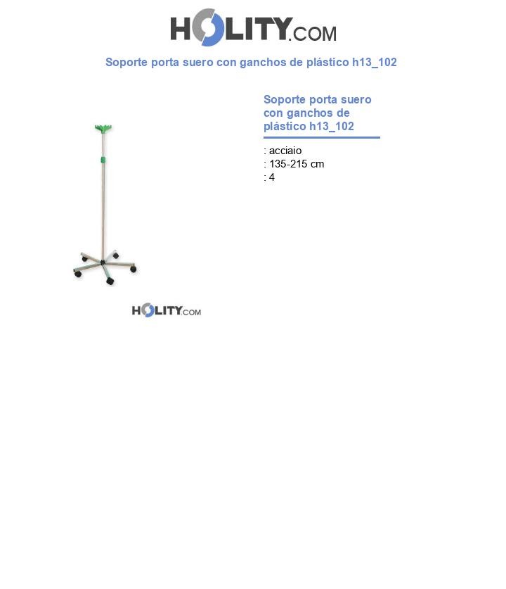 Soporte porta suero con ganchos de plástico h13_102