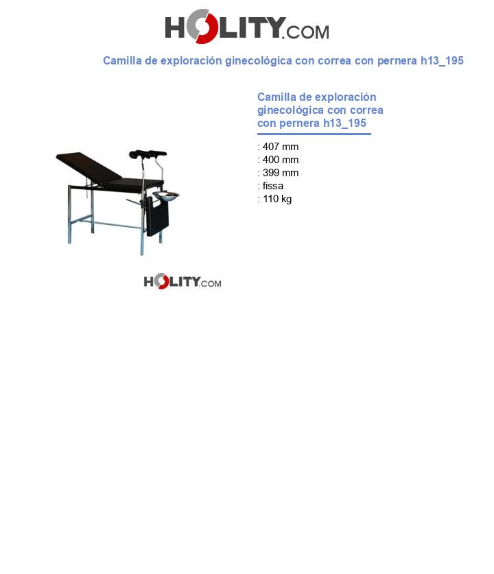Camilla de exploración ginecológica con correa con pernera h13_195