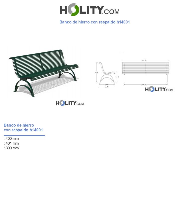 Banco de hierro con respaldo h14001