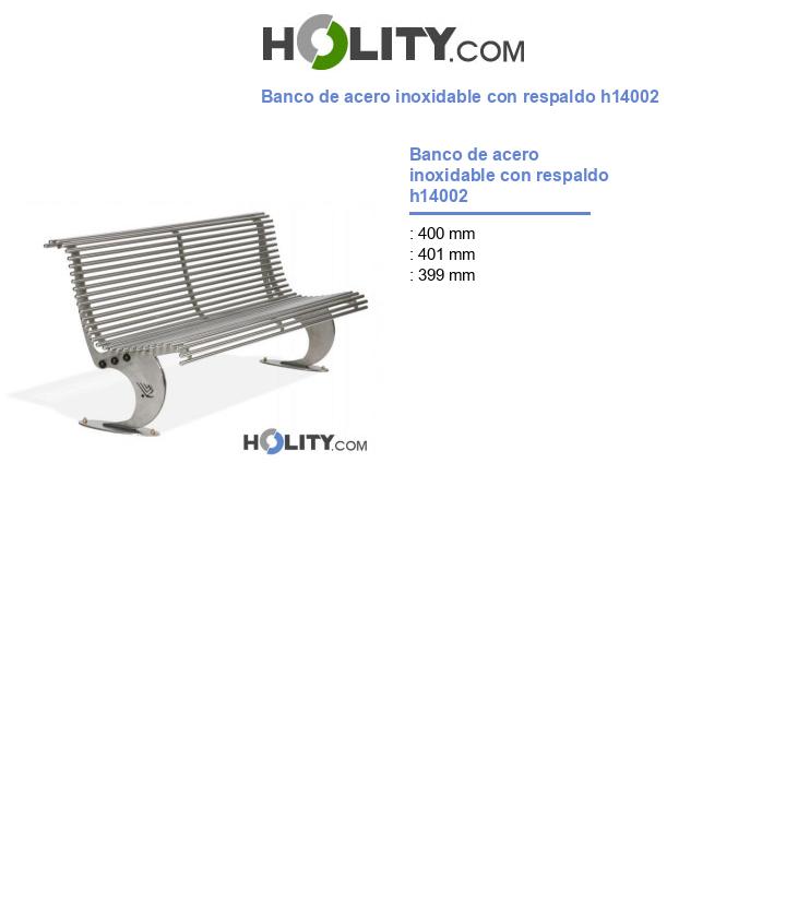 Banco de acero inoxidable con respaldo h14002