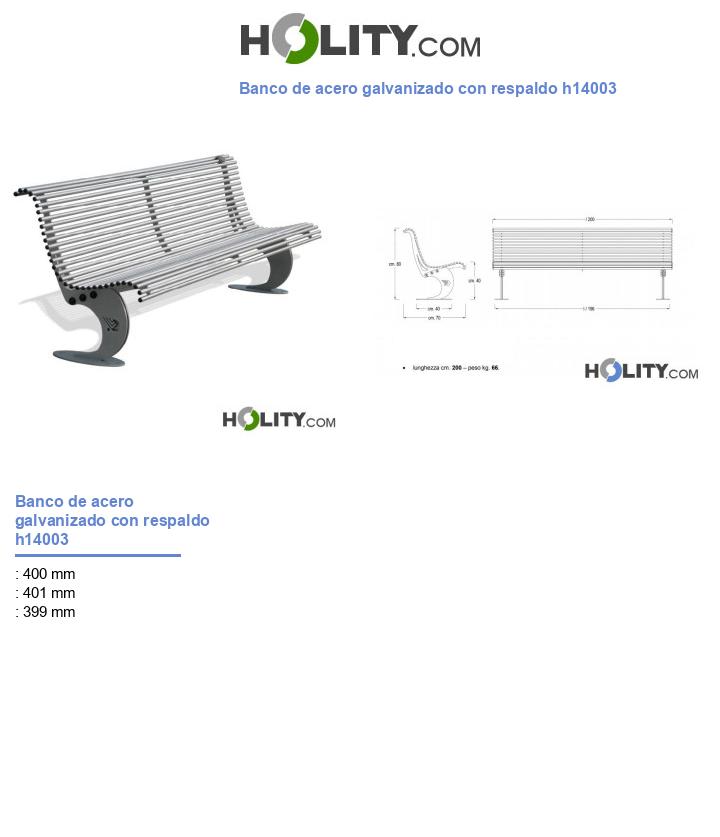Banco de acero galvanizado con respaldo h14003