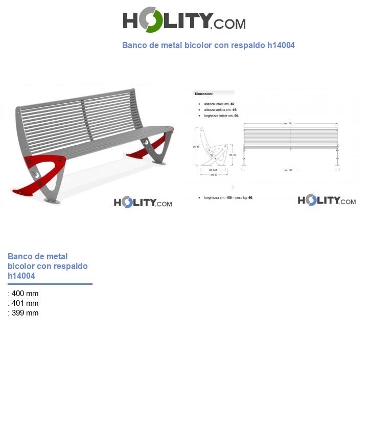 Banco de metal bicolor con respaldo h14004