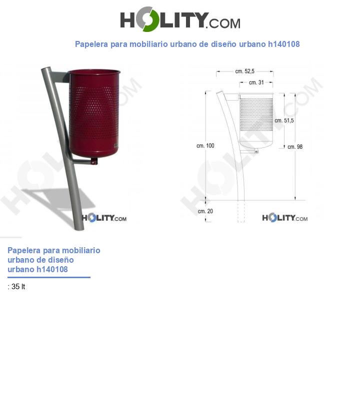 Papelera para mobiliario urbano de diseño urbano h140108
