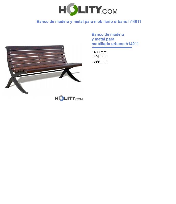 Banco de madera y metal para mobiliario urbano h14011