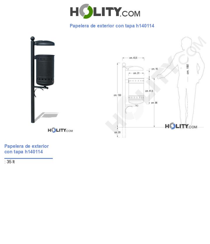 Papelera de exterior con tapa h140114