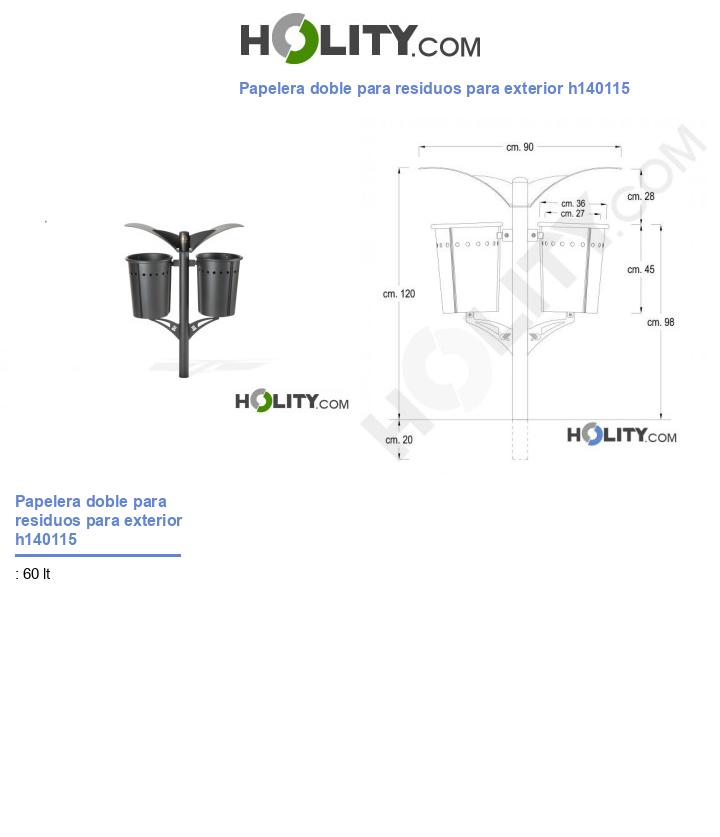 Papelera doble para residuos para exterior h140115