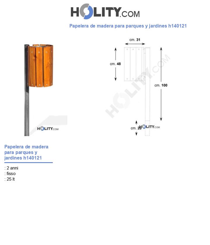 Papelera de madera para parques y jardines h140121