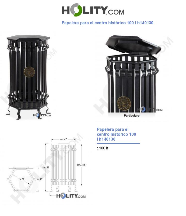 Papelera para el centro histórico 100 l h140130