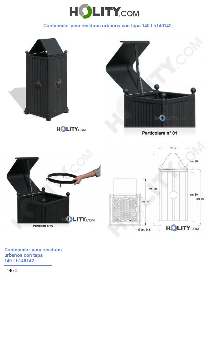 Contenedor para residuos urbanos con tapa 140 l h140142