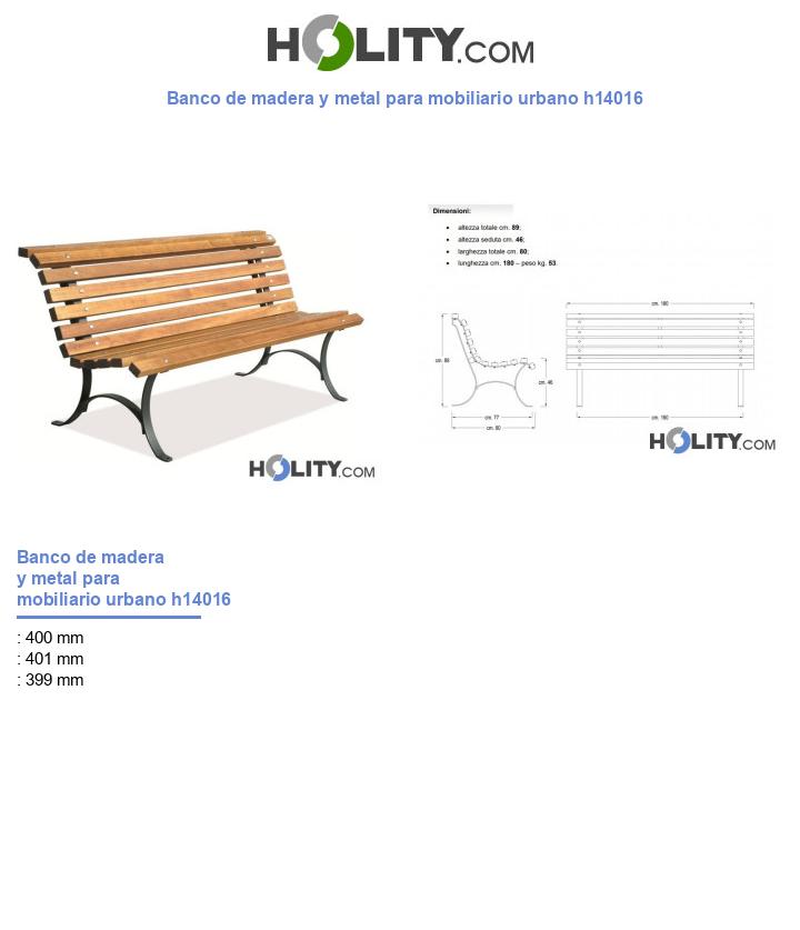 Banco de madera y metal para mobiliario urbano h14016