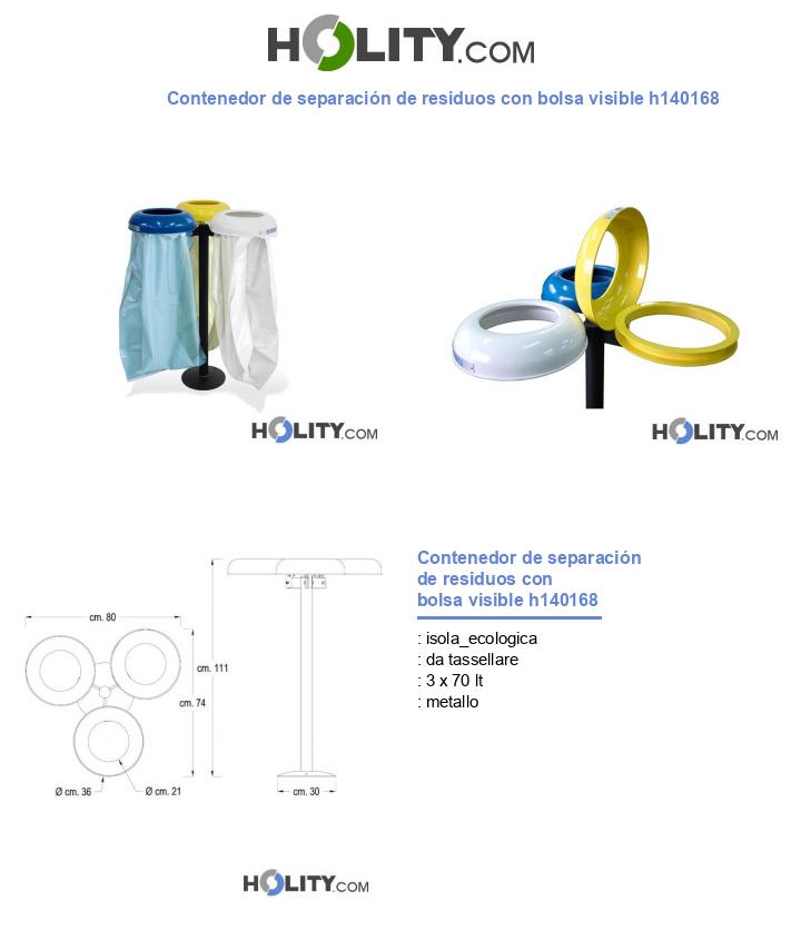 Contenedor de separación de residuos con bolsa visible h140168