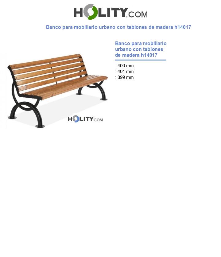 Banco para mobiliario urbano con tablones de madera h14017