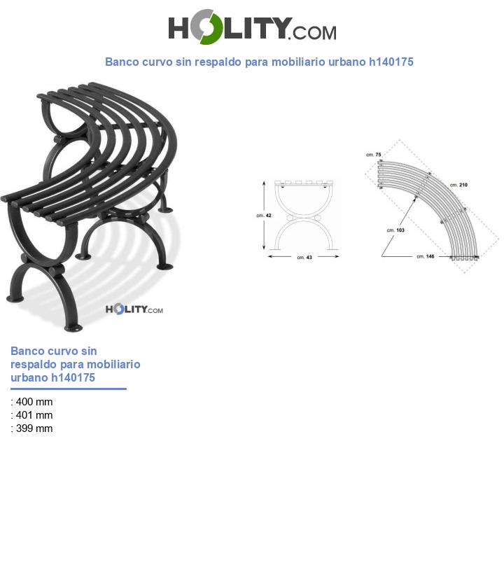 Banco curvo sin respaldo para mobiliario urbano h140175