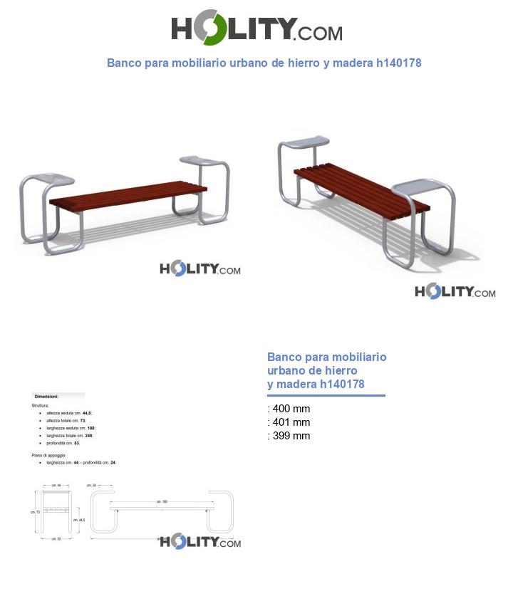 Banco para mobiliario urbano de hierro y madera h140178