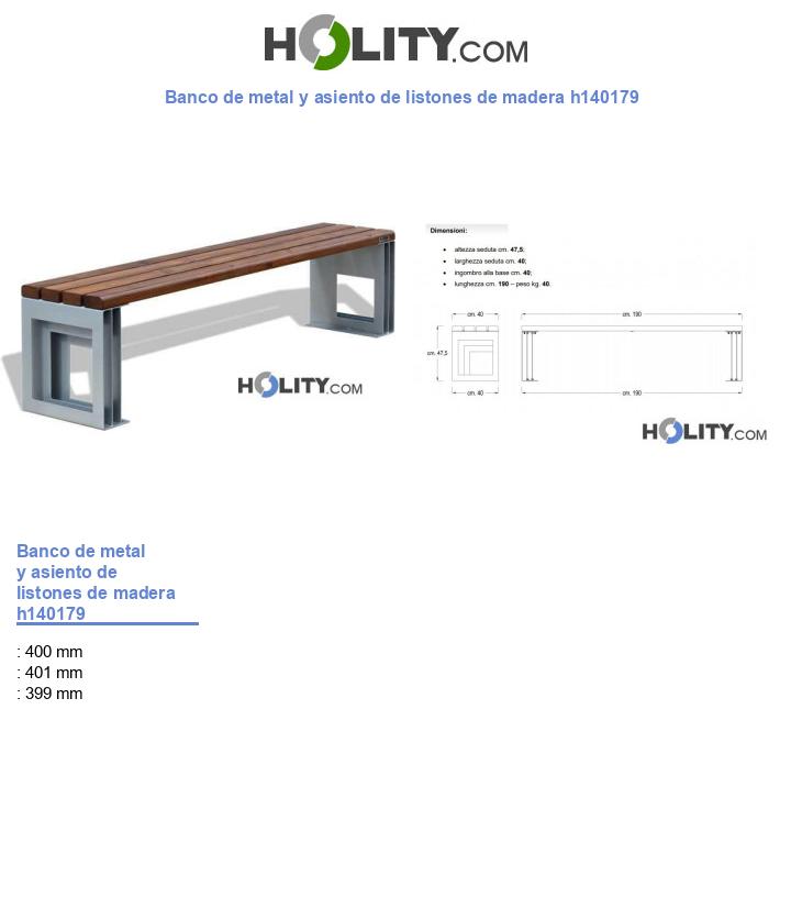Banco de metal y asiento de listones de madera h140179