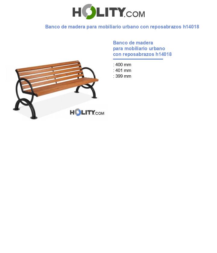 Banco de madera para mobiliario urbano con reposabrazos h14018