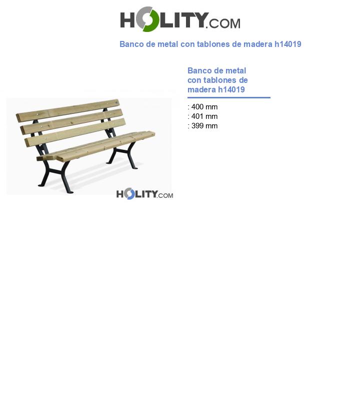 Banco de metal con tablones de madera h14019