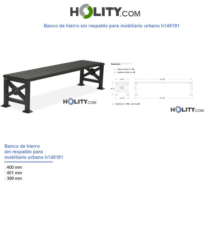 Banco de hierro sin respaldo para mobiliario urbano h140191