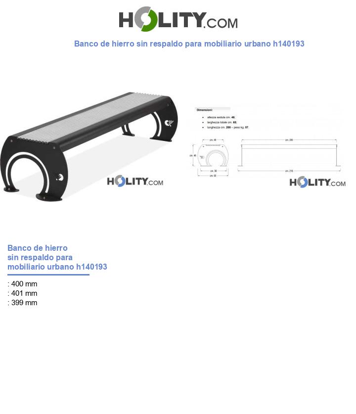 Banco de hierro sin respaldo para mobiliario urbano h140193