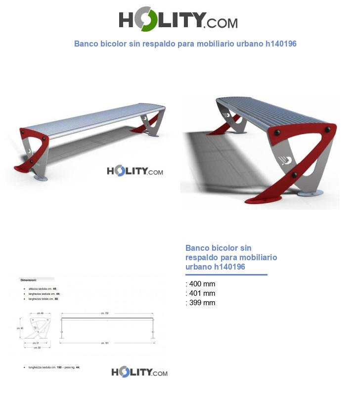 Banco bicolor sin respaldo para mobiliario urbano h140196