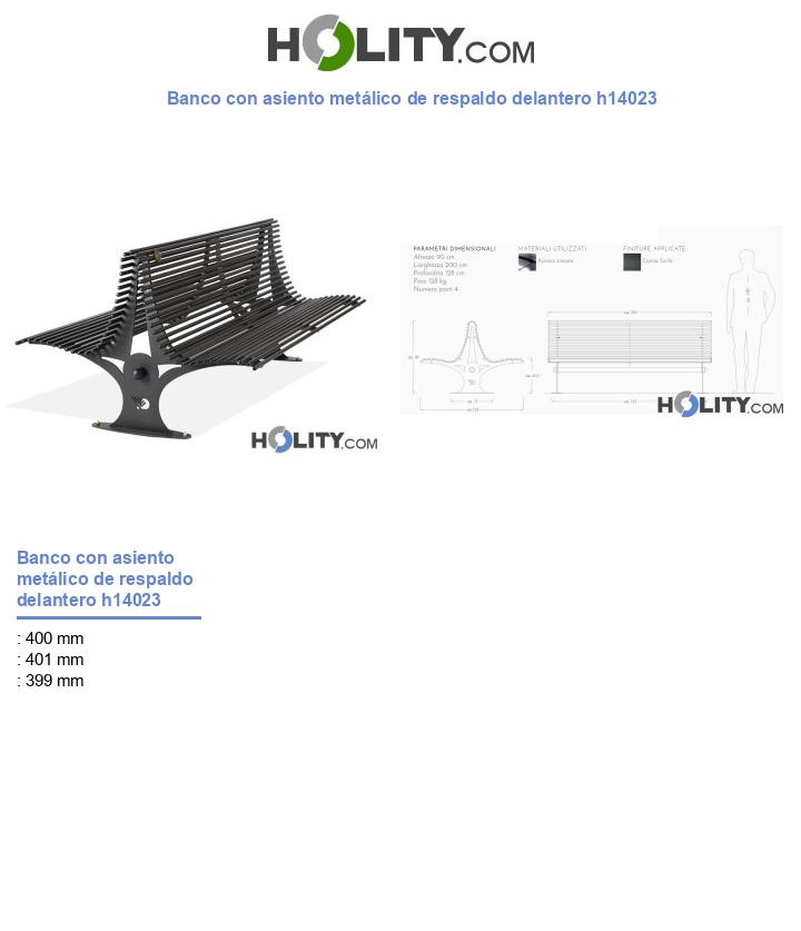 Banco con asiento metálico de respaldo delantero h14023