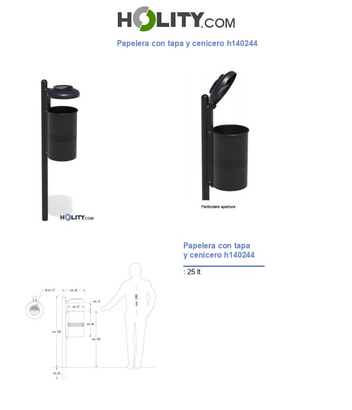 Papelera con tapa y cenicero h140244