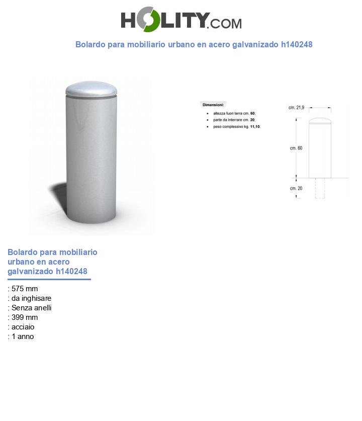 Bolardo para mobiliario urbano en acero galvanizado h140248