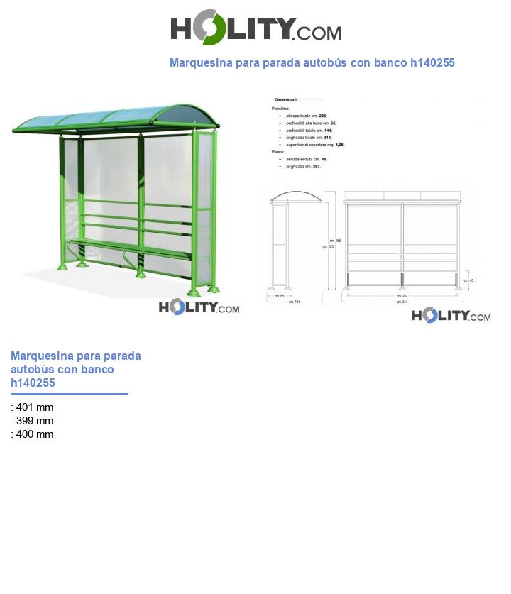 Marquesina para parada autobús con banco h140255