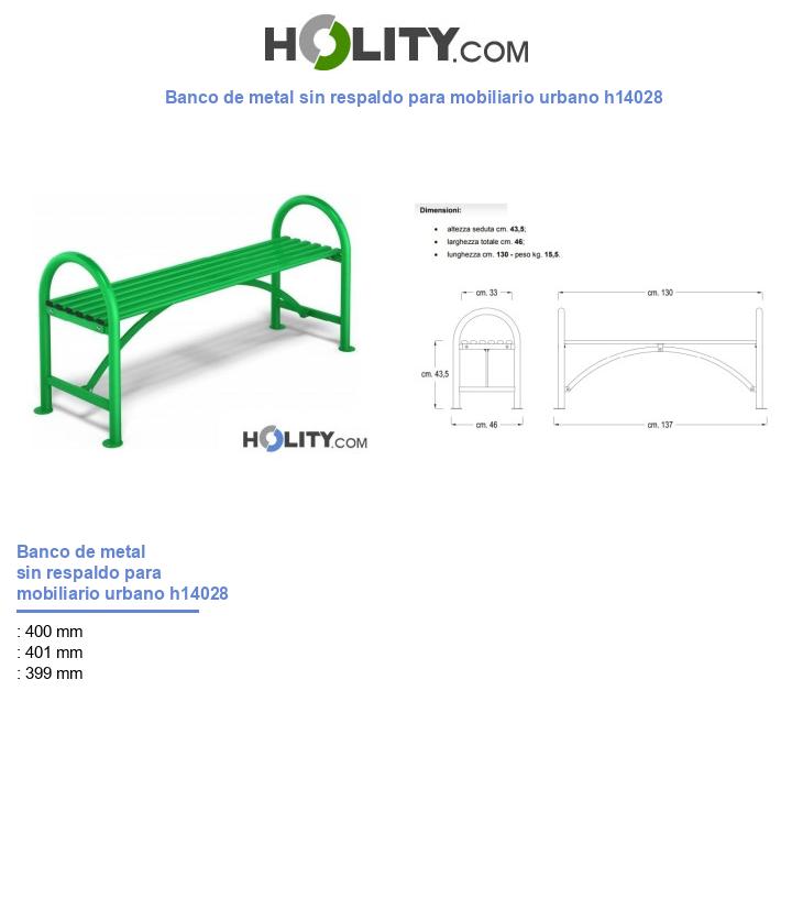 Banco de metal sin respaldo para mobiliario urbano h14028