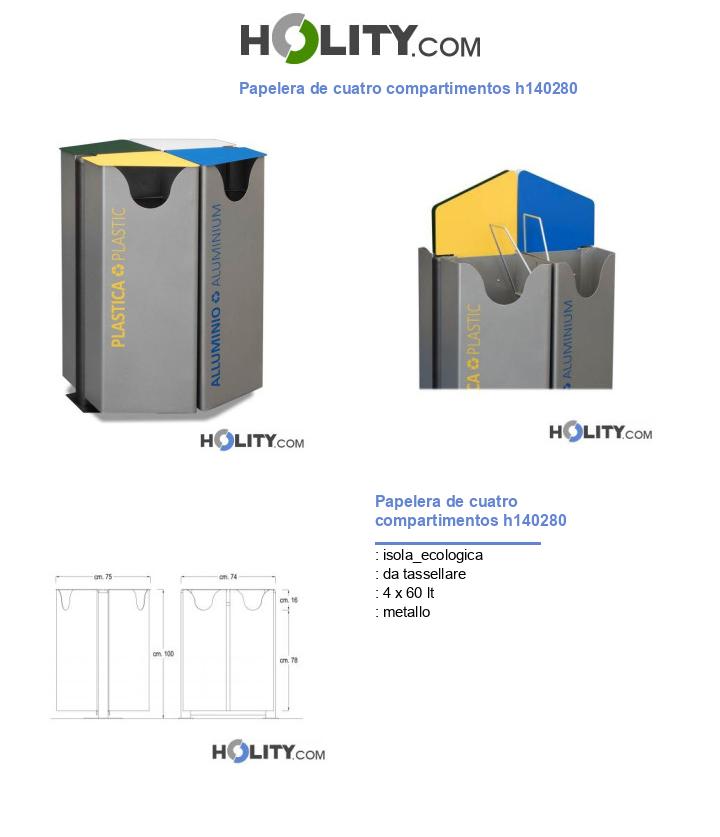 Papelera de cuatro compartimentos h140280