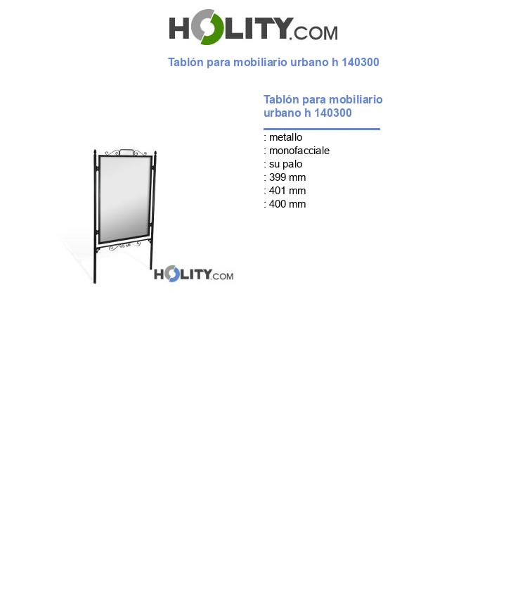 Tablón para mobiliario urbano h 140300