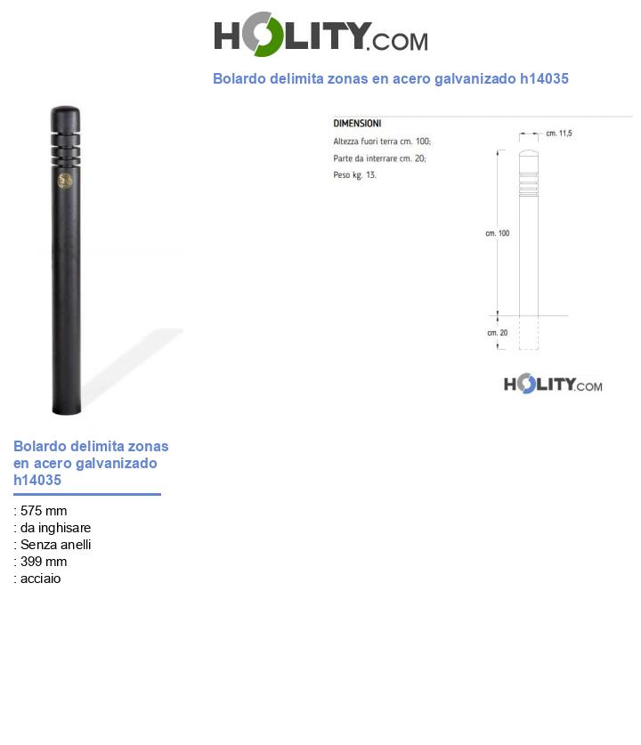 Bolardo delimita zonas en acero galvanizado h14035