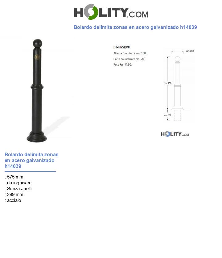 Bolardo delimita zonas en acero galvanizado h14039